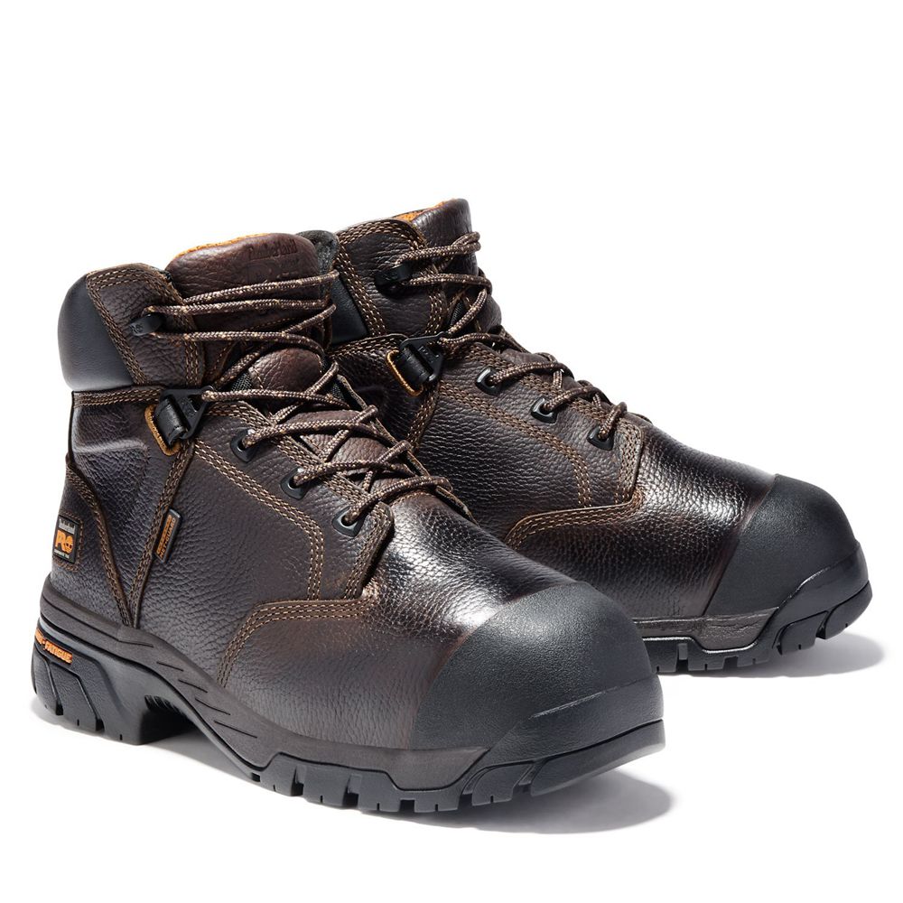 Timberland Μποτακια Εργασίας Ανδρικα Καφε - Pro® Helix 6\" Met Guard Comp Toe - Greece 9368157-AE